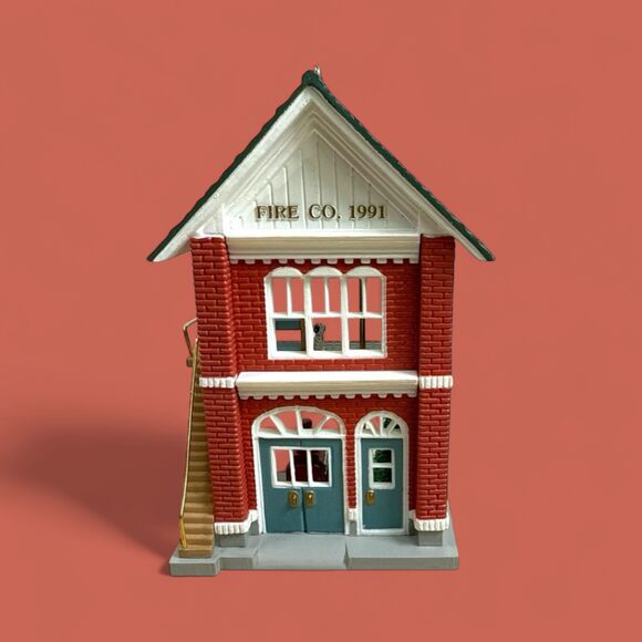 1991 Hallmark Fire Station Ornament Nostalgic Houses Series MIB Christmas - Picture 1 of 9